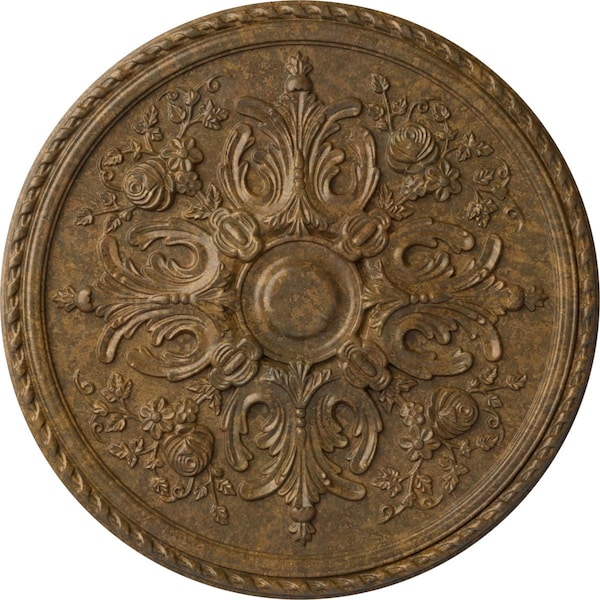 Ekena Millwork Bradford Ceiling Medallion (Fits Canopies up to 6 5/8"), Hand-Painted Rubbed Bronze, 32 5/8"OD x 2"P CM32BRRZS - main